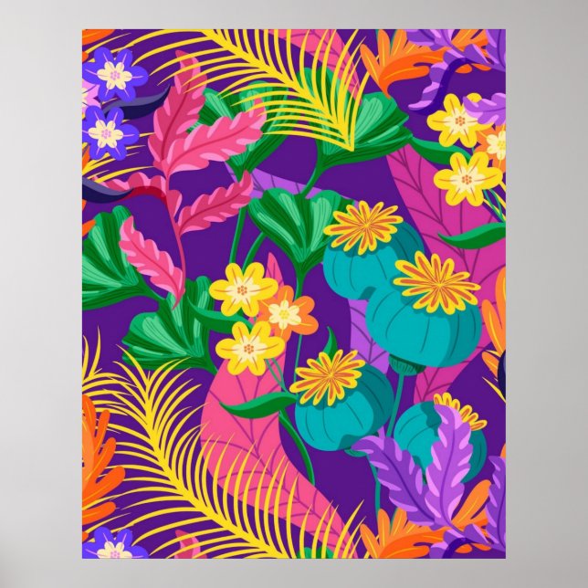 Colourful Exotic Floral Pattern-23148 Poster (Front)