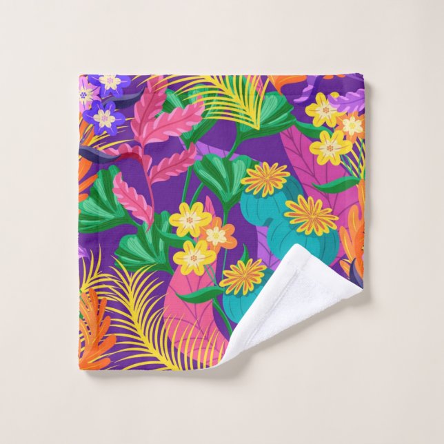 Colourful Exotic Floral Pattern-23148 Wash Cloth (Wash Cloth)