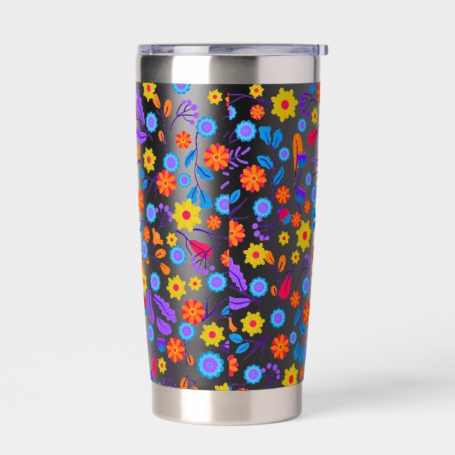 Colourful Exotic Floral Pattern-23165 Insulated Tumbler (Left)