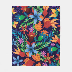 Colourful Exotic Floral Pattern-32436 Fleece Blanket
