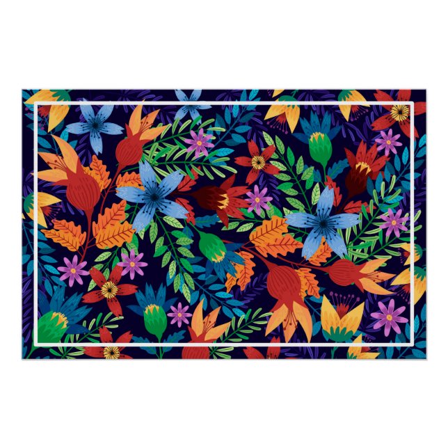 Colourful Exotic Floral Pattern-32436 Poster (Front)