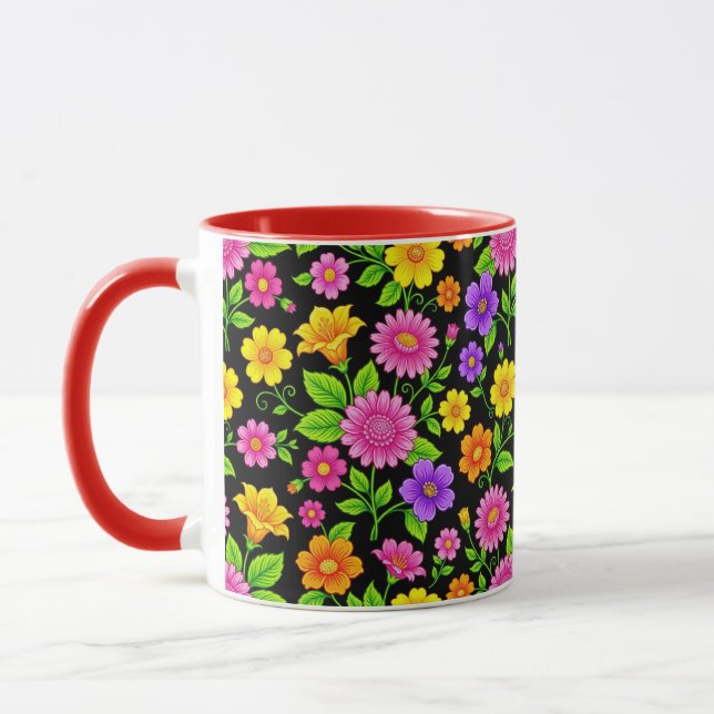 Colourful Exotic Floral Pattern-35681 Mug (Left)