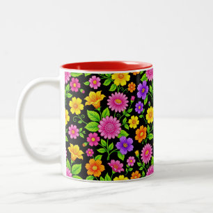 Colourful Exotic Floral Pattern-35681 Two-Tone Coffee Mug