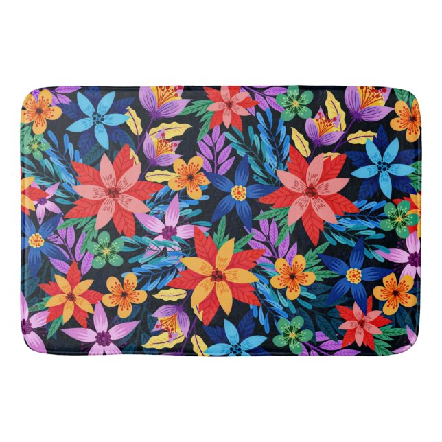 Colourful Exotic Floral Pattern-68578 Bath Mat (Front)