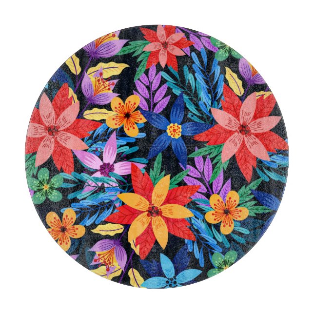 Colourful Exotic Floral Pattern-68578 Cutting Board (Front)
