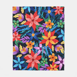 Colourful Exotic Floral Pattern-68578 Fleece Blanket
