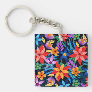 Colourful Exotic Floral Pattern-68578 Key Ring