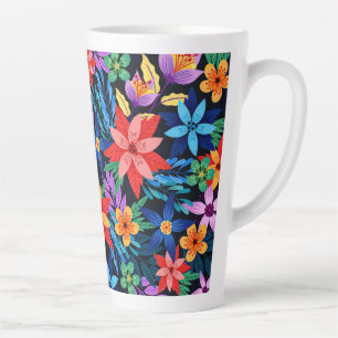Colourful Exotic Floral Pattern-68578 Latte Mug