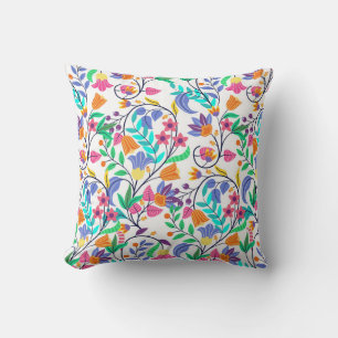 Colourful Exotic Floral Pattern Cushion