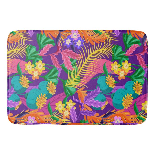 Colourful Exotic Floral Pattern Design  Bath Mat (Front)