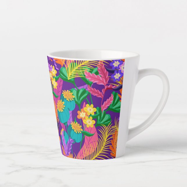 Colourful Exotic Floral Pattern Design  Latte Mug (Right)