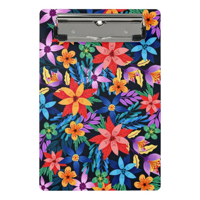 Colourful Exotic Floral Pattern Mini Clipboard (Front)