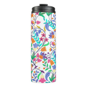Colourful Exotic Floral Pattern Thermal Tumbler