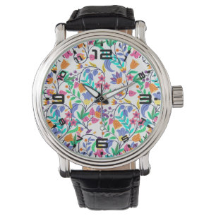 Colourful Exotic Floral Pattern Watch
