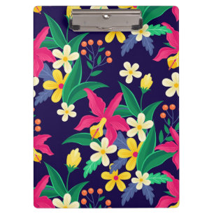 Colourful Exotic Flowers And Leaves Pattern-55667 Clipboard