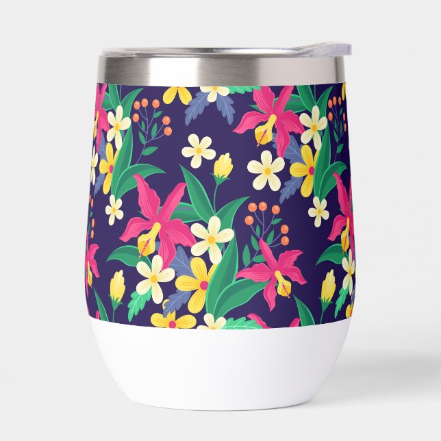Colourful Exotic Flowers Leaves Pattern-23021 (Left)