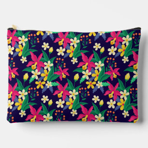 Colourful Exotic Flowers Leaves Pattern-23021 Accessory Pouch