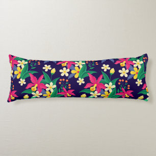 Colourful Exotic Flowers Leaves Pattern-23021 Body Cushion