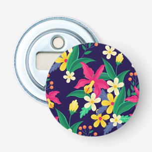 Colourful Exotic Flowers Leaves Pattern-23021 Bottle Opener