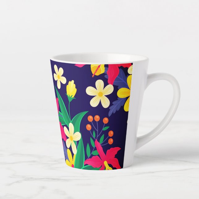 Colourful Exotic Flowers Leaves Pattern-23021 Latte Mug (Right)