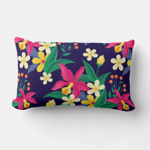 Colourful Exotic Flowers Leaves Pattern-23021 Lumbar Cushion