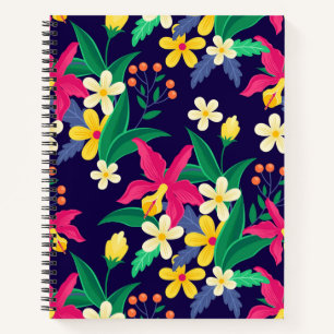 Colourful Exotic Flowers Leaves Pattern-23021 Notebook