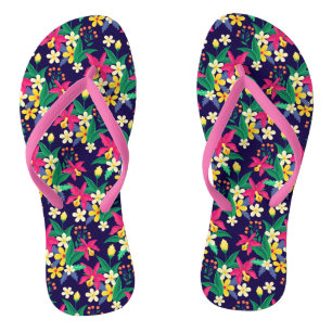 Colourful Exotic Flowers Leaves Pattern-23021 Thongs