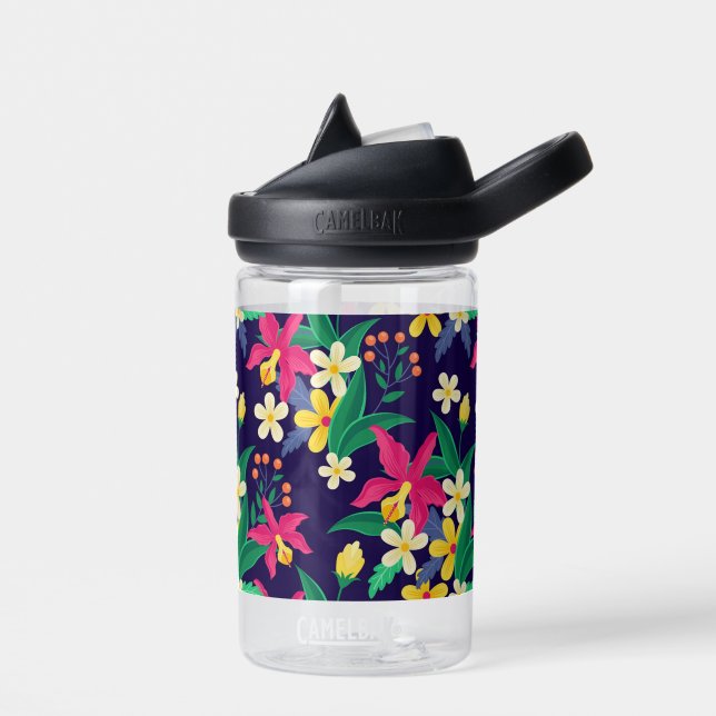 Colourful Exotic Flowers Leaves Pattern-23021 Water Bottle (Left)