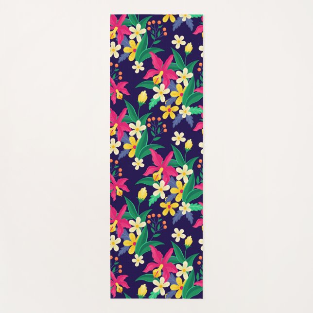 Colourful Exotic Flowers Leaves Pattern-23021 Yoga Mat (Front)