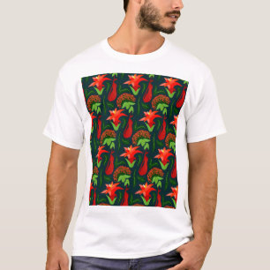 Colourful Exotic Flowers Leaves Pattern-23187 T-Shirt