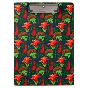 Colourful Exotic Flowers Leaves Pattern Clipboard
