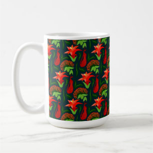 Colourful Exotic Flowers Leaves Pattern Coffee Mug