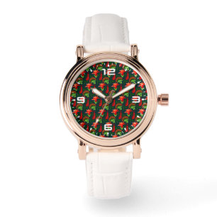 Colourful Exotic Flowers Leaves Pattern Watch