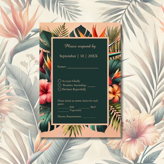 Colourful Exotic Hawaiian Tropical Wedding RSVP Card (Creator Uploaded)