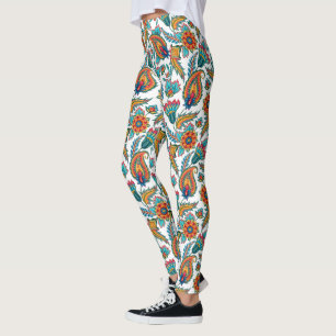 Colourful Exotic Paisley Pattern Custom Background Leggings