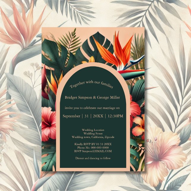 colourful Exotic Tropical Hawaiian Floral Wedding  Invitation (Creator Uploaded)