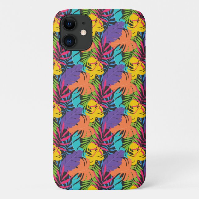 Colourful Exotic Tropical Leaves Pattern Case-Mate iPhone Case (Back)