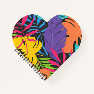 Colourful Exotic Tropical Leaves Pattern Notebook