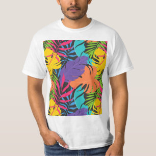 Colourful Exotic Tropical Leaves Pattern T-Shirt