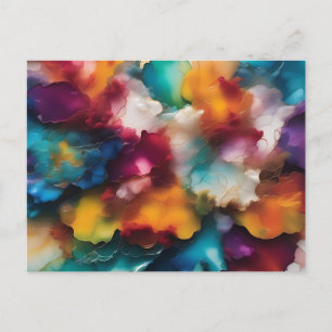 Colourful Explosion Alcohol Ink Postcard