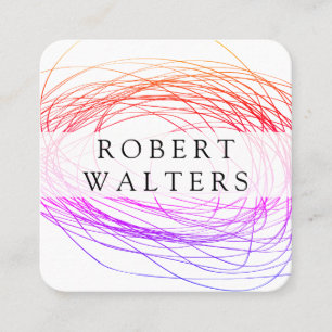 Colourful Expressive Line Work Square Business Card