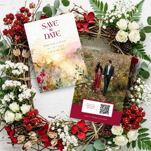 Colourful Exquisite Wildflowers Field Wedding Phot Save The Date