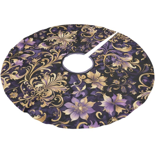 Colourful,Extravagant,Purple and Gold  Brushed Polyester Tree Skirt (Angled)