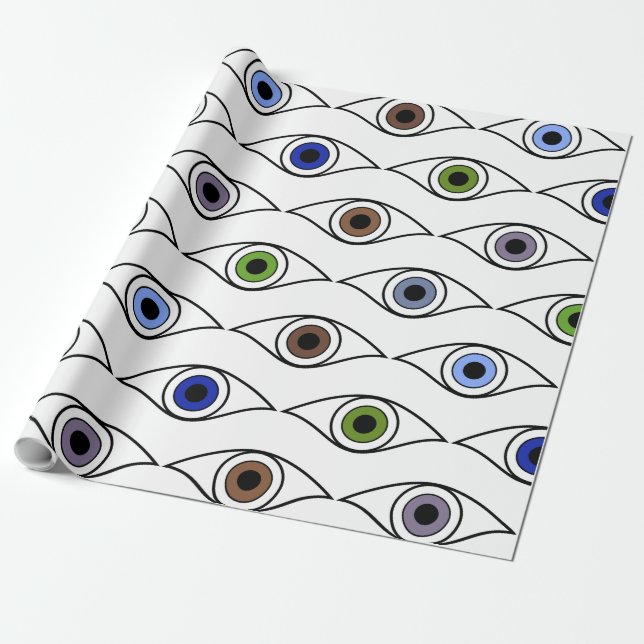 Colourful Eyes Pattern Design Wrapping Paper (Unrolled)