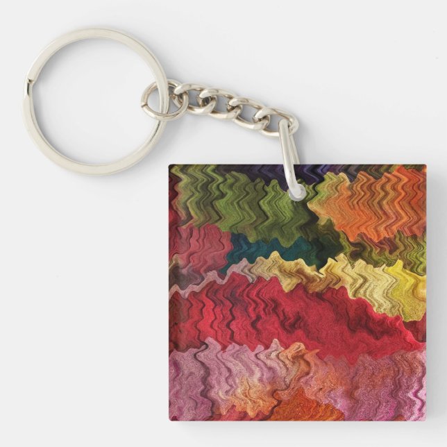 Colourful Fabric Abstract Keychain (Front)