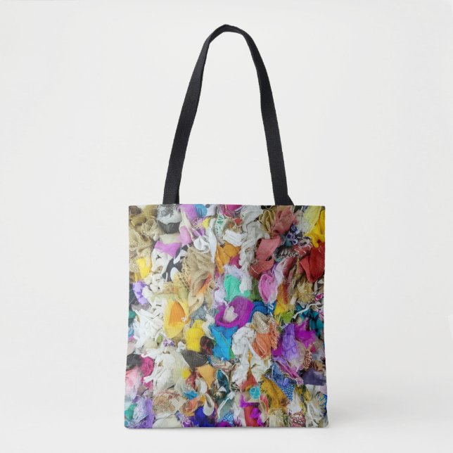 colourful fabric collage tote bag (Front)