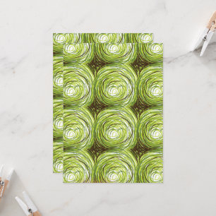 Colourful fabric design featuring green floral mot invitation