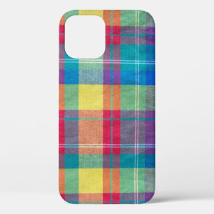 Colourful fabric plaid, cloth texture. iPhone 12 case