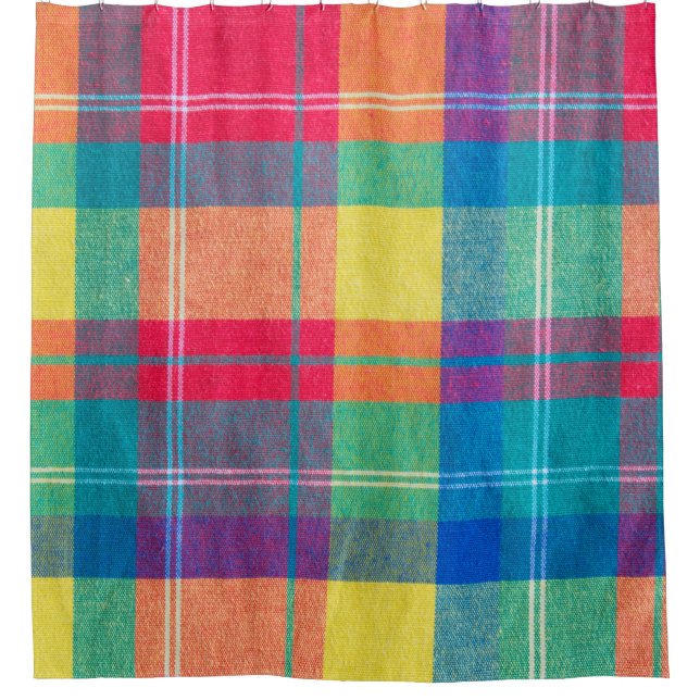 colourful fabric plaid texture. Cloth background Shower Curtain (Front)