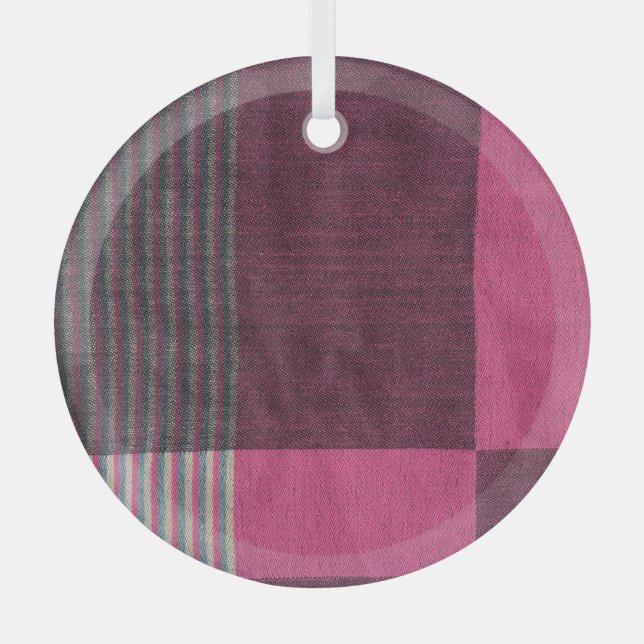 Colourful Fabric Surface: Top View. Glass Tree Decoration (Front)